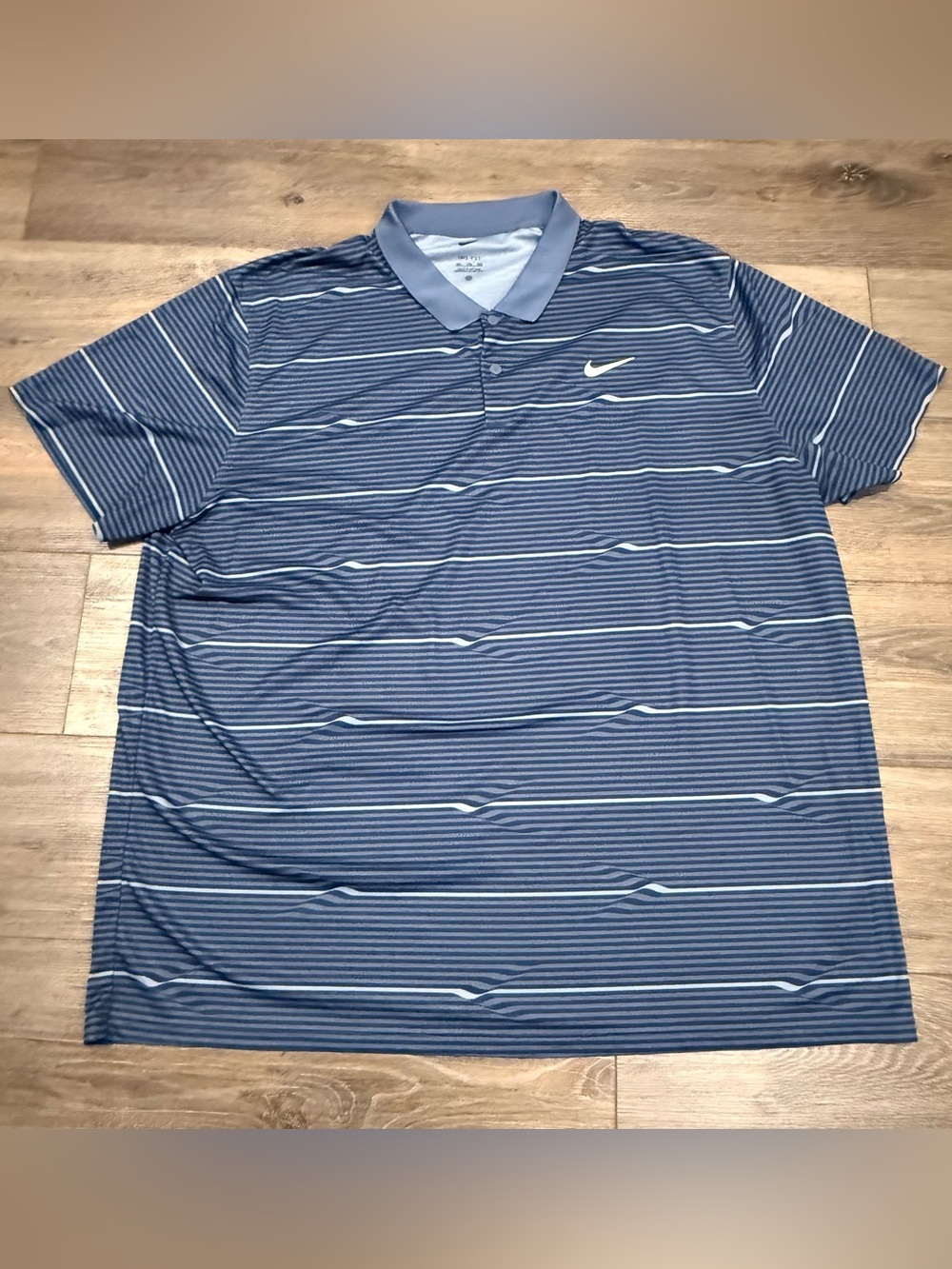 Nike Men's Dri-fit Victory+Ripple Golf Polo Blue Striped Shirt, 3XL